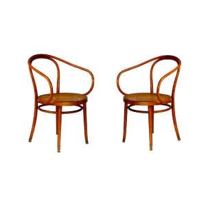 Bentwood Armchairs With Caned Seats - Mid Century - A Pair