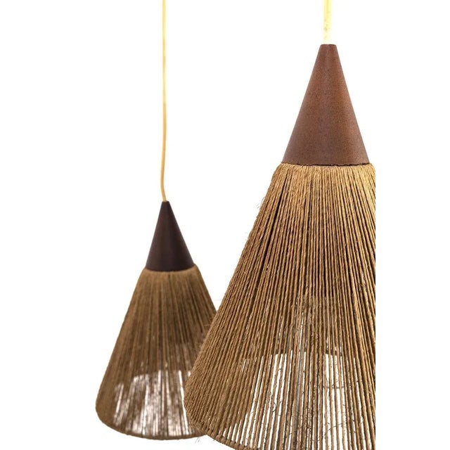 Danish Teak Wood Hanging Lamp For Sale - Image 5 of 6