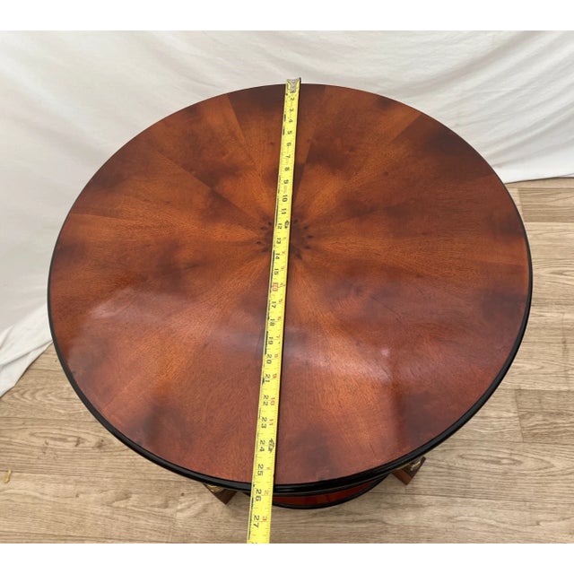 Wood Round Table With Drawer Note Pull Bottom Shelf Empire Style Century Furniture For Sale - Image 7 of 9