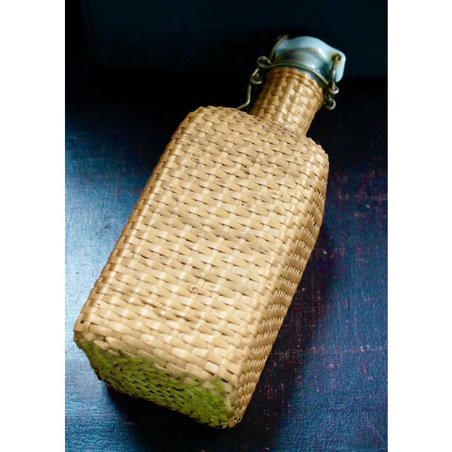 1900 - 1909 Antique Rattan Travel Drinks Decanter, 1900s For Sale - Image 5 of 9
