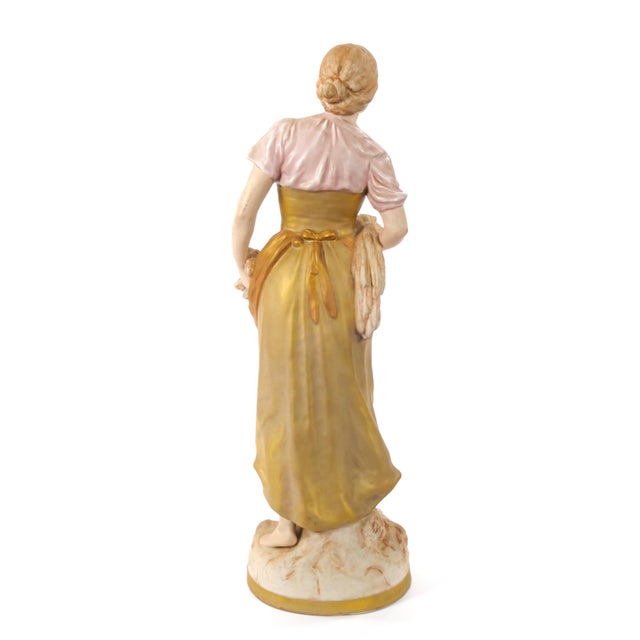 Ceramic 20th Century Hand Painted/Gilt Decorated Porcelain Decorative Woman's Sculpture For Sale - Image 7 of 12