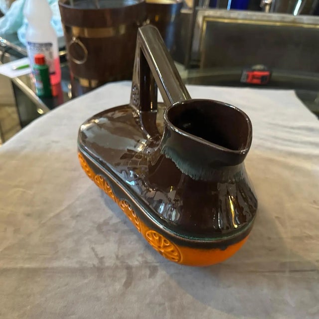 1970s Modernist Fat Lava Brown and Orange Ceramic West German Jug For Sale - Image 10 of 12