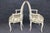 1960s Pair of Distressed French Louis XV Style Painted Arm Chairs W/ Toile Upholstery For Sale - Image 5 of 14