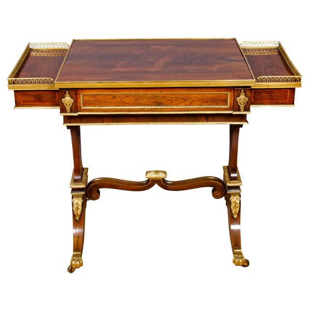 Fine Regency Rosewood and Bronze Mounted Writing / Games Table For Sale - Image 12 of 13