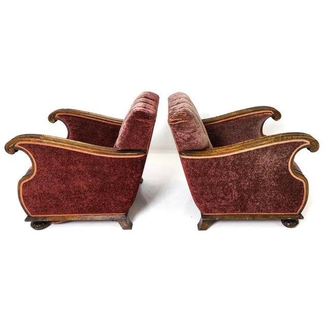 1940s Pair Art Deco / Traditional Swedish Lounge Chairs For Sale - Image 4 of 12