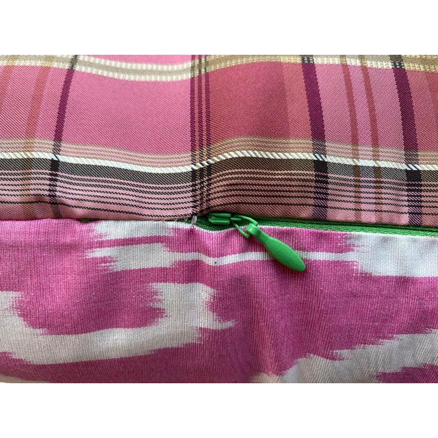American Plaid Pink & Cream Pillow Cover For Sale - Image 3 of 4