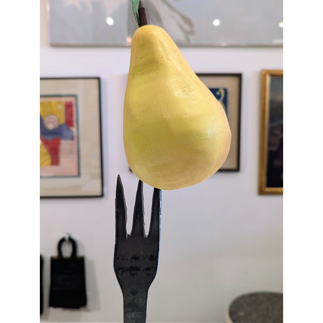 Oversized Fork Sculpture With Checkerboard Base by Nancy Thomas For Sale - Image 4 of 4