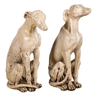Tuscan Porcelain Greyhounds, Early 20th Century, Set of 2 For Sale