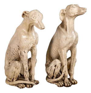 Tuscan Porcelain Greyhounds, Early 20th Century, Set of 2
