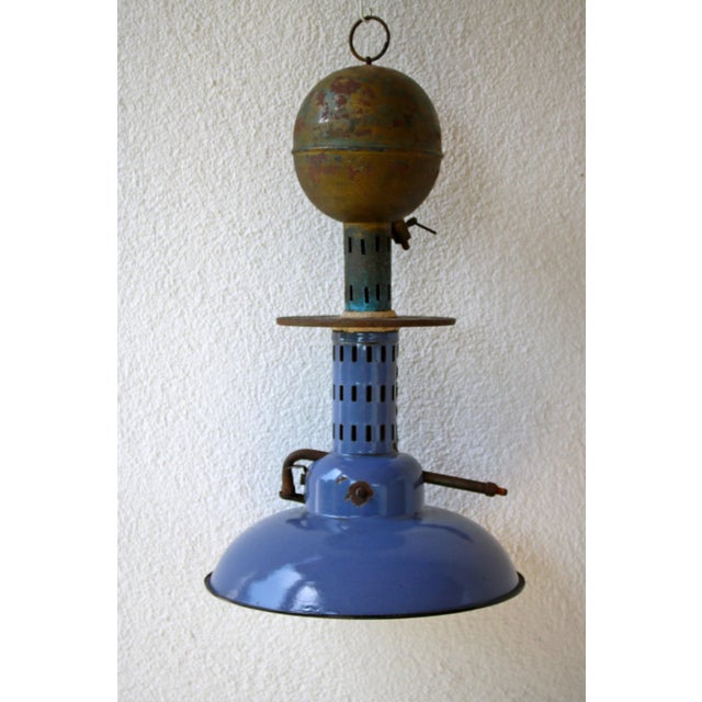 This is a beutiful pendant lamp from the late 19th century, before electricity was invented, it uses a liquid fuel. The...