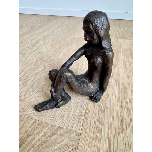 Brutalist Mid 20th Century Solid Cast Bronze Brutalist Seated Female Nude Sculpture - 4.5" For Sale - Image 3 of 10