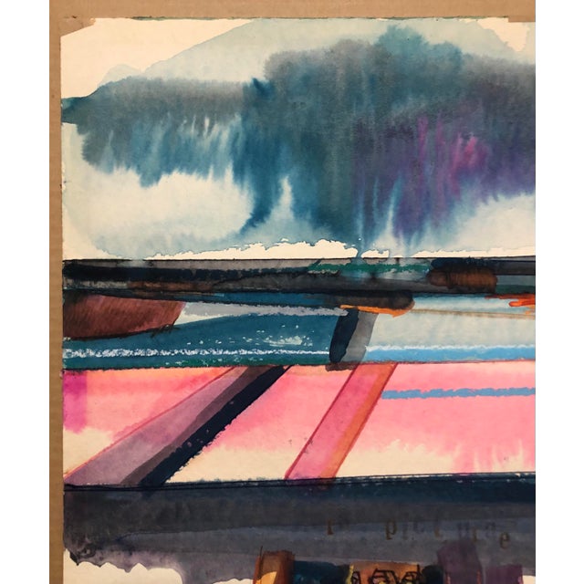 1964 Jack O'Hara Manscape Watercolor Painting With Collage Chairish