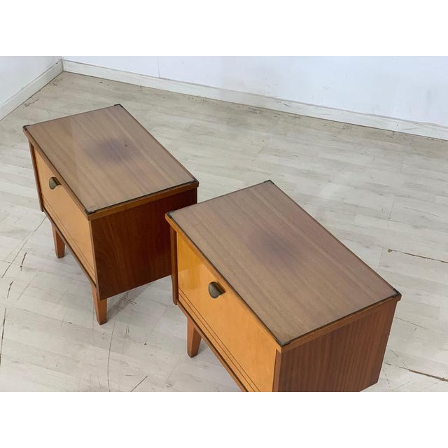Wood Vintage Bedside Tables, Set of 2 For Sale - Image 7 of 10