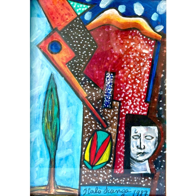 Pop Art Italo Scanga, Italian Neo Figurative Pop Art Painting Italo Scanga Artist Frame Memphis For Sale - Image 3 of 12