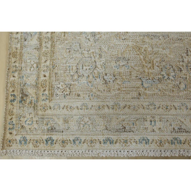 Tabriz Rug 9’9” X 12’2” Beige Wool Vintage Distressed Hand-Knotted Carpet For Sale - Image 12 of 15