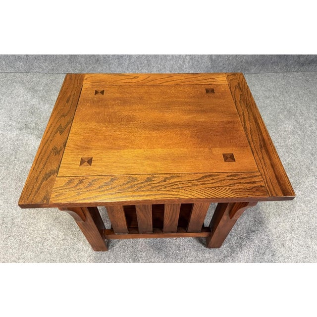 Wood Late 20th Century Oak Mission Style Side Table For Sale - Image 7 of 11