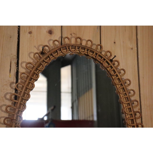 Mirror with Rattan Side Table in the style of Franco Albini, 1950, Set of 2 For Sale - Image 6 of 12