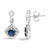 Contemporary 10K White Gold Blue Sapphire and Diamond Halo Cushion Shaped Drop Earrings, A Pair For Sale - Image 3 of 5