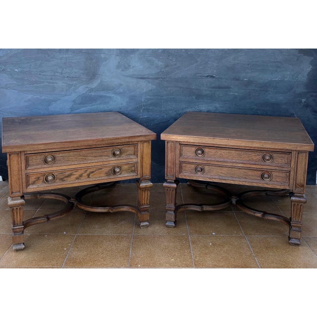 Pair of Spanish Classical Revival Style Oak Side Tables, Mid-20th Century For Sale - Image 6 of 13
