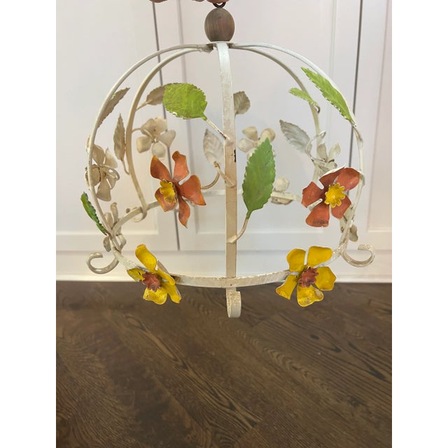 1970s Vintage Italian Tole Metal Floral Utensils/ Light Hanging Ornament For Sale - Image 9 of 12