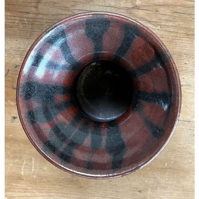 Vintage Original Studio Pottery Striped Rim Vase For Sale - Image 10 of 12