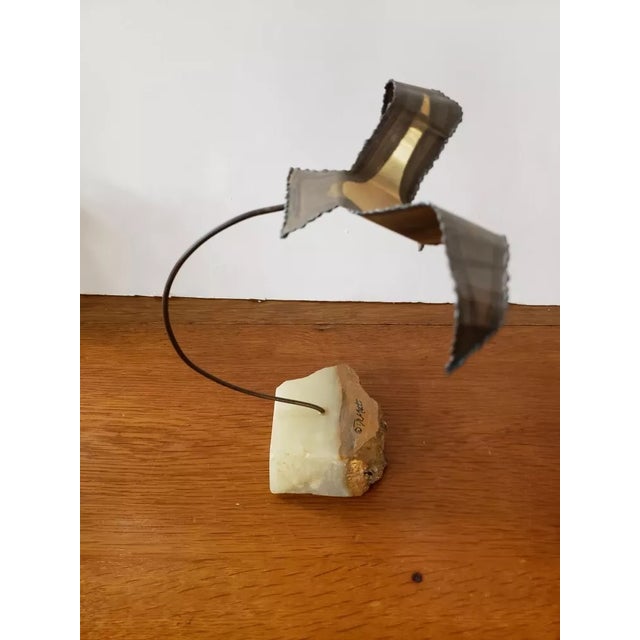 1970's Don Demott Signed Brass Seagull in Flight on Onyx Base Sculpture For Sale - Image 4 of 7