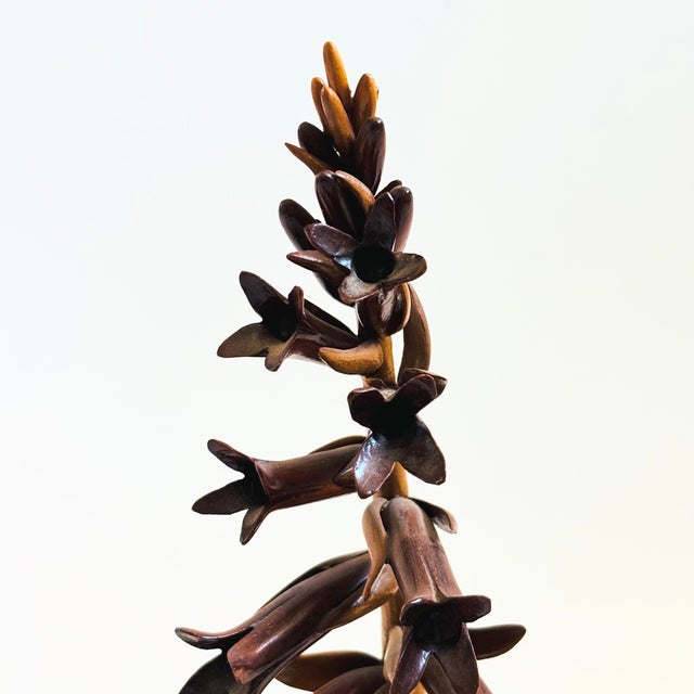 Traditional Carved Wood Flower Sculpture For Sale - Image 3 of 10