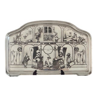 Reed and Barton Engraved Nursery Rhymes Silverplate High Chair Tray - 1939 For Sale