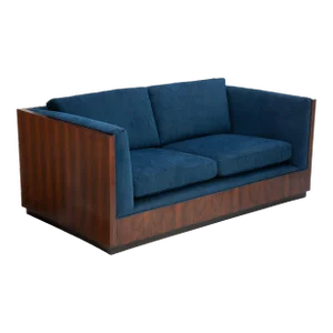 Milo Baughman Thayer Coggin Rosewood Case Sofa Settee Two Seat Marked 1960s Knoll Fabric