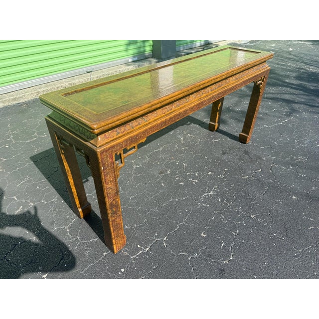 Chocolate John Widdicomb Chinoiserie Console Table For Sale - Image 8 of 11