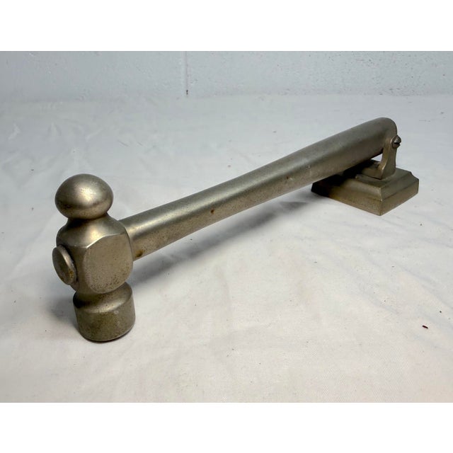 Large Antique Solid Nickel Plated Brass Hammer Front Door Knocker Bell Alarm For Sale - Image 9 of 12