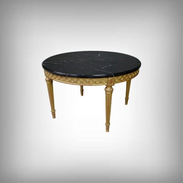 Mid-Century Louis XVI Style Marble and Giltwood Coffee Table For Sale - Image 5 of 16