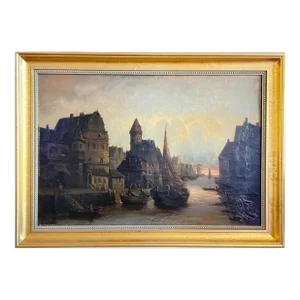 Louis Meijer (1809-1866) 19th Century Romantic Dutch Painting Amsterdam Maritime