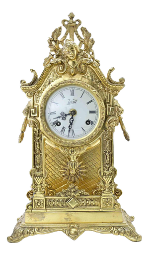 Vintage Gilded Italian Mantel Clock, Mid-20th Century