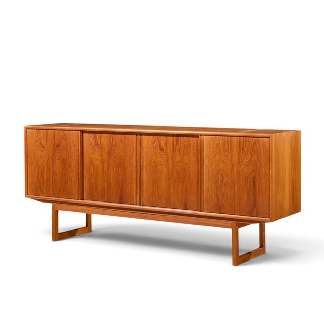Kurt Østervig Kurt Østervig Style Mid Century Danish Teak Sliding Door Credenza and Hutch For Sale - Image 4 of 14