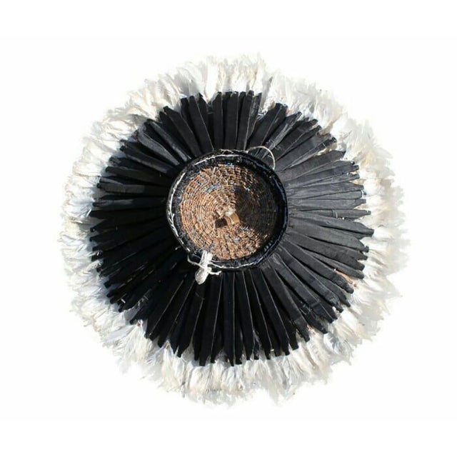 21-Century Modern Cream White Juju Hat , Modern Handmade Feather Décor in White For Sale - Image 4 of 7
