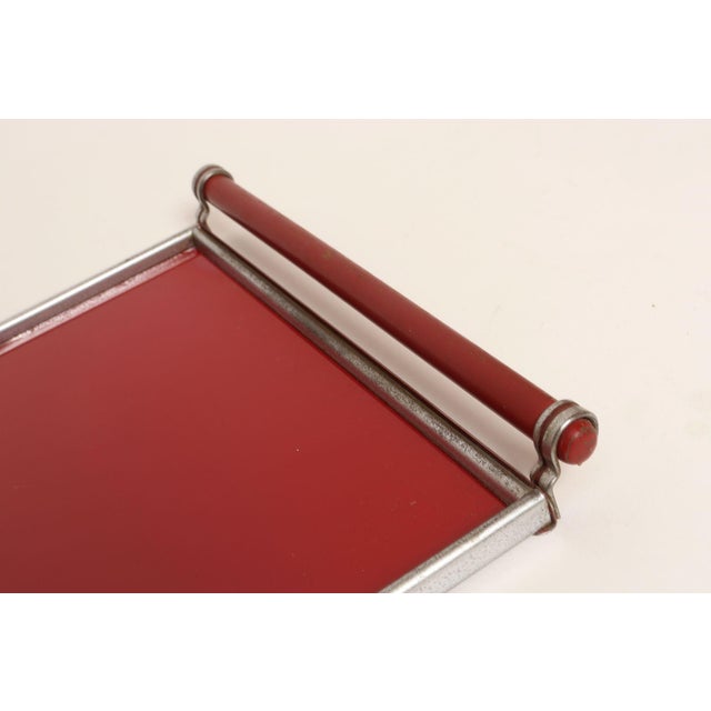 American Art Deco Chrome, Glass, Red Laminate and Painted Wood Tray For Sale - Image 17 of 18