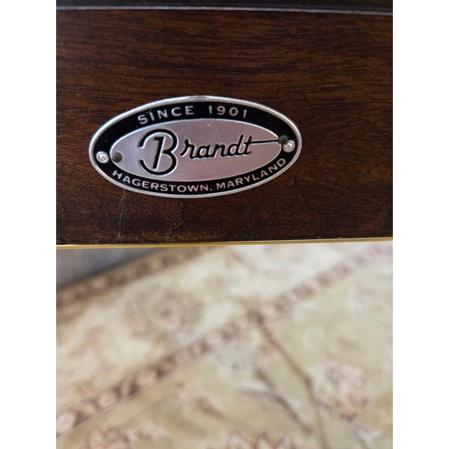 Wood Late 20th Century Brandt Brass Leg End Side Coffee Table For Sale - Image 7 of 7