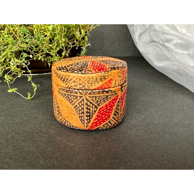 Small Decorative Leather Box With Lid For Sale - Image 4 of 12