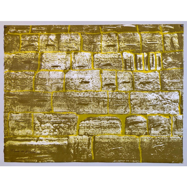 Menashe Kadishman, Israeli Modernist Silkscreen Print Kotel Wall Jerusalem Kadishman Lithograph, 1977 For Sale