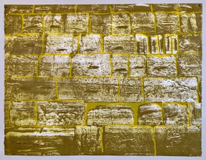 Menashe Kadishman, Israeli Modernist Silkscreen Print Kotel Wall Jerusalem Kadishman Lithograph, 1977