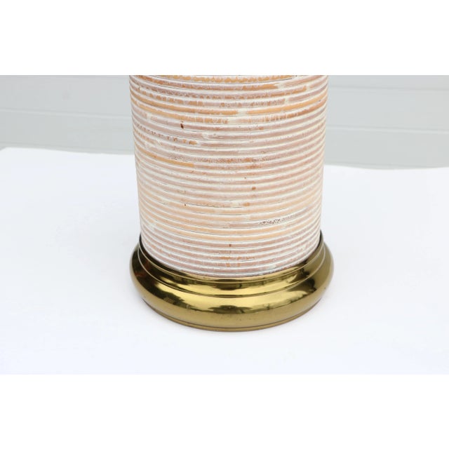 Cerused Reed & Brass Table Lamp For Sale In Madison - Image 6 of 9