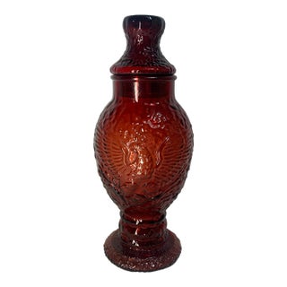 Wheaton Glass Ruby Red Bald Eagle Apothecary Jar With Lid For Sale