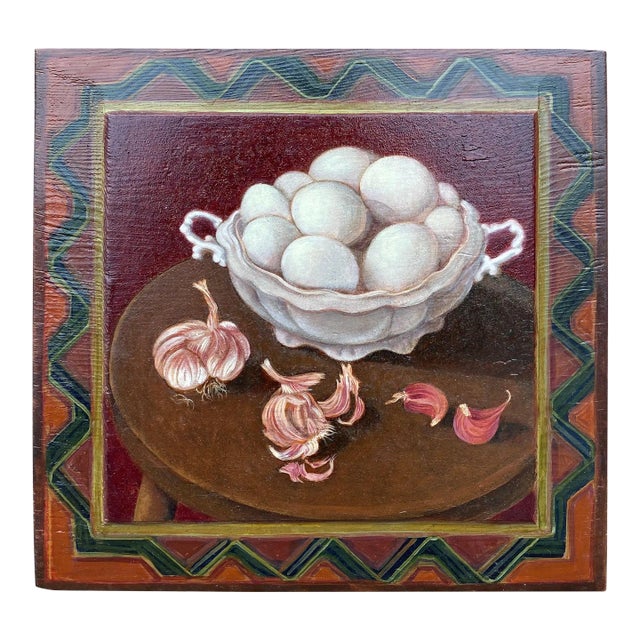 1990s Oil on Wood Panel Painting by Valerie Von Betzen For Sale