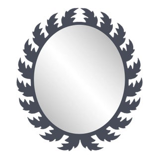 Fleur Home Audubon Oval Mirror in Hale Navy, 42x48 For Sale