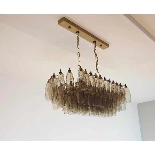 Murano Poliedri Chandelier by Carlo Scarpa with 84 Smoked Glasses, 1990s For Sale - Image 12 of 12