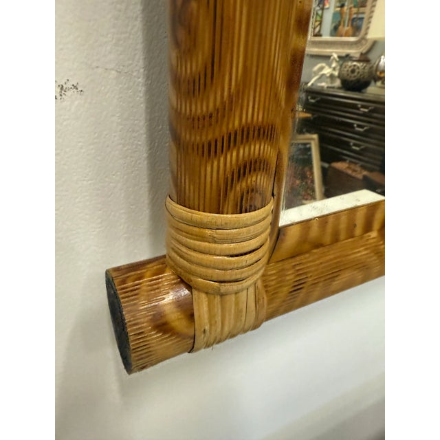 Tan Vintage Decorative Coastal Bamboo Mirror For Sale - Image 8 of 8