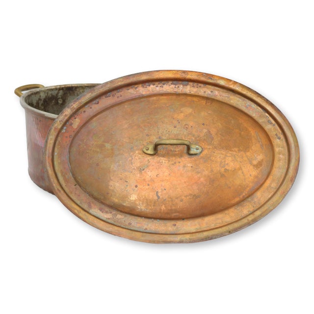 Large 19th Century French Hammered Copper Pot w/ Lid For Sale - Image 4 of 7