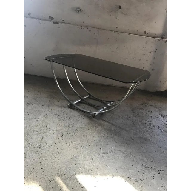 Italian Bauhaus Style Coffee Table in Smoked Glass, 1960s For Sale - Image 3 of 8