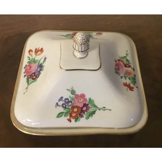 Antique 19th Century French Empire Floral Porcelain Serving Dish & Cover For Sale - Image 9 of 13
